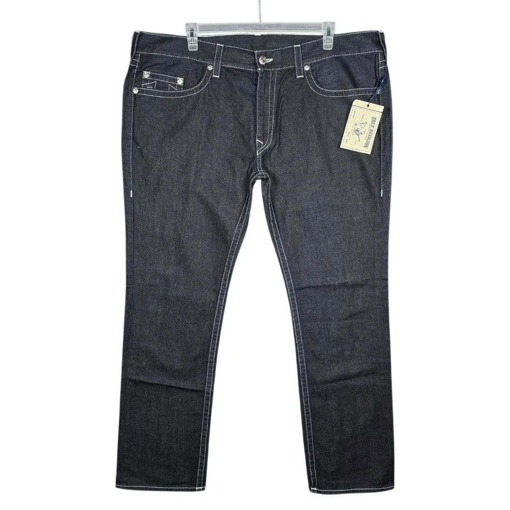 True Religion Jeans Mens 44 Rocco Skinny No Flaps Body Rinse Dark Blue NEW $163